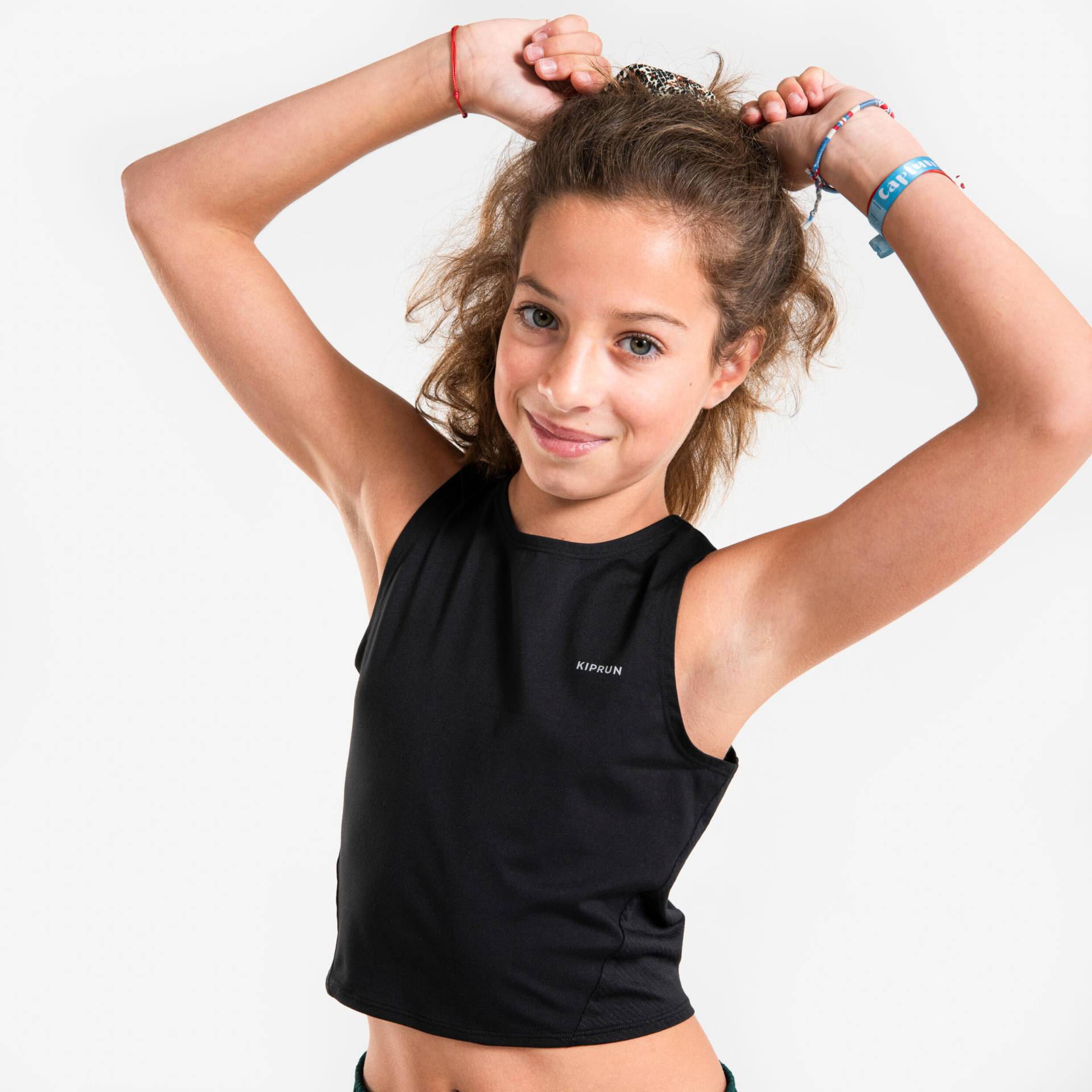 Tanktop Croptop Running atmungsaktiv Mädchen - 900 schwarz Tanktop Croptop Running atmungsaktiv Mädchen - 900 schwarz von Kiprun
