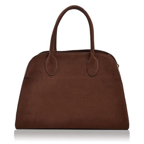 Modavo Wildleder-Einkaufstasche, Modavo-Tasche, Modavo-Wildledertasche, große braune Wildleder-Arbeitshandtasche mit Henkel for Damen(Brown,L) von Kirposh