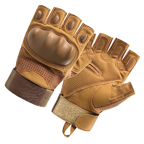 Kisangel 1 Paar Handschuhe Befreien Fahrradhandschuhe Für Herren Wanderhandschuhe Wasserdicht Fingerlose Handschuhe Winter Fahrhandschuhe Damen Uv-Schutz Fahrradhandschuhe Ohne Finger Khaki von Kisangel