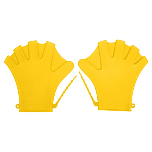 Kisangel 1 Paar Schwimmhandschuhe Bob Im Freien Segelhandschuhe Wiederaufladbar Uv Aqua Hände Ausbildung Schwimmende Finger Paddel Schwimmbad Roller Trainingsflossen Yellow Kieselgel von Kisangel