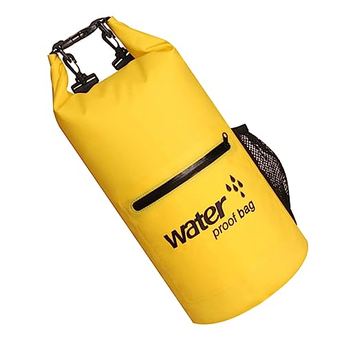 Kisangel 10 L Aufblasbare wasserdichte Tasche Aus PVC Für Outdoor Aktivitäten Schwimmende Sportboje Mit Mesh Gewebe Zum Bootfahren Kajakfahren Angeln Und Camping Gelb von Kisangel