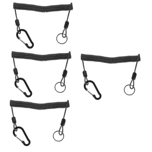 Kisangel 4 Stück Tragbares Spiral-Lanyard Verlängerungs-sicherheitsseil Angelleine Mit Karabiner Frühlingsband Schnur Zum Fliegenfischen Einziehbare Angelleine Angelzange Rostfreier Stahl von Kisangel