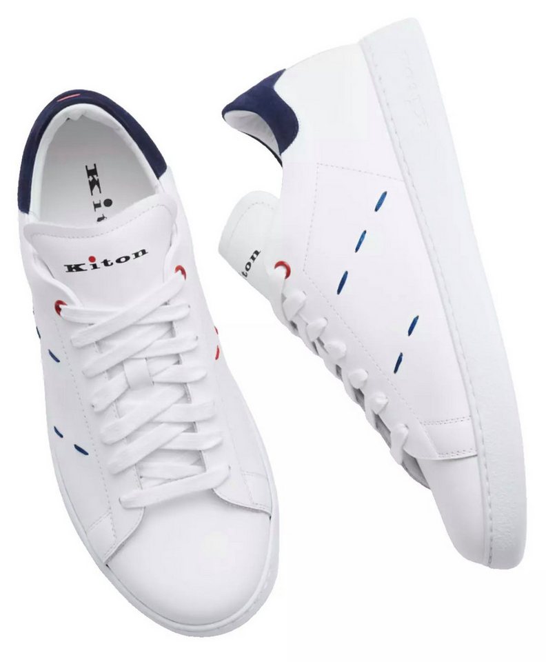 Kiton Top-Stitched Leder Ciro Paone Sneakers Sneaker Branding auf der Zunge, Fersenkappe aus weichem Wildleder von Kiton