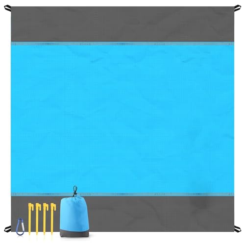 Kivvlbzeq Blaue wasserdichte und Feuchtigkeitsbeständige Matte für Outdoor-Camping, Faltbare Rasen-/Strandmatte, Picknickmatte von Kivvlbzeq