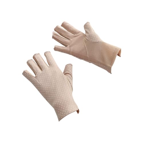 Kivvlbzeq Fingerlose Handschuhe, rutschfest, UV-Schutz, Autofahrerhandschuhe, Sommer-Outdoor-Handschuhe für Damen und Mädchen, Khaki von Kivvlbzeq