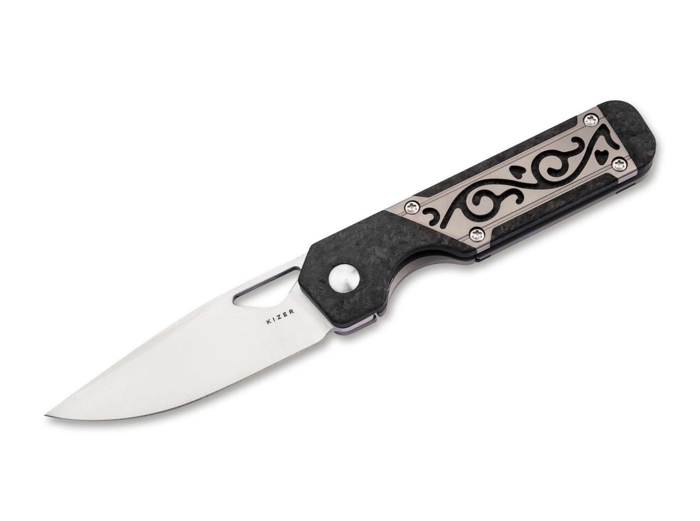 Kizer Taschenmesser Kizer Mini Militaw Titanium CF Milled Vine Window Grille Kizer Taschenmesser Kizer Mini Militaw Titanium CF Milled Vine Window Grille von Kizer