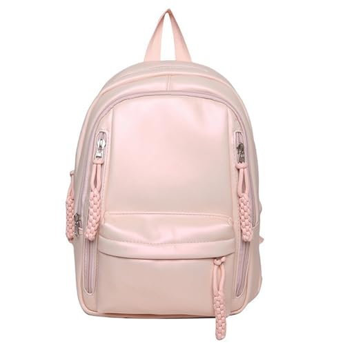 Geräumiger weicher PU-Leder-Rucksack für Damen und Herren, vielseitige College-Büchertasche für Teenager, großer Laptop-/Reise-Tagesrucksack, rose von Klaisy