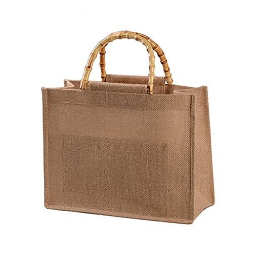 Tragbare Jute-Einkaufstasche, Handtasche, Schlaufengriffe, wiederverwendbare Tragetasche, 28x15x36cm von Klaisy