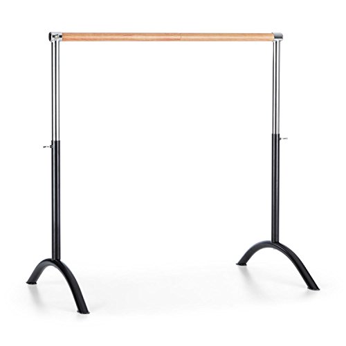 Klarfit Bar Lerina Ballettstange (Holmlänge 110 cm, freistehend, mobil, höhenverstellbar 70-113 cm, Bogenfüße, 38 mm Stahlrohr) schwarz von Klarfit