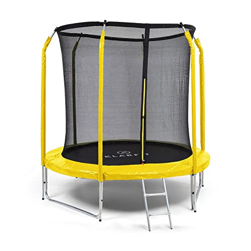 Klarfit Kinder Trampolin Indoor/Outdoor, Kleines Trampolin für Kinder ab 5 Jahre, Kindertrampolin rutschfest, Trampolin mit Leiter, Randabdeckung & Sicherheitsnetz, Trampolin Klein, ab 5-9 Jahren von Klarfit