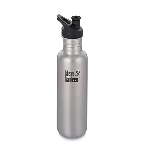 Klean Kanteen Edelstahlflasche Flasche Classic Sports Cap, Silber, 0.8 Liter, 100619 von Klean Kanteen