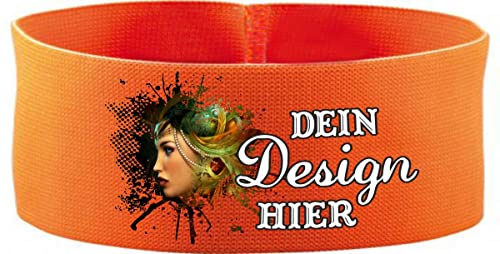 Kleiner Fratz gummielastische Armbinde 5 cm personalisiert mit deinem Wunschtext oder Logo (Farbe orange) (Gr. 3XL - 33 cm) von Kleiner Fratz