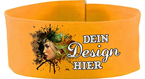 Klett Armbinde 5 cm personalisiert mit deinem Wunschtext oder Logo (Farbe gelb (Gr. Junior - 15-25 cm) von Kleiner Fratz