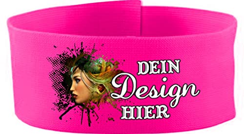 Klett Armbinde 5 cm personalisiert mit deinem Wunschtext oder Logo (Farbe neonpink) (Gr. Senior - 25-35 cm) von Kleiner Fratz