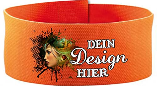 Klett Armbinde 5 cm personalisiert mit deinem Wunschtext oder Logo (Farbe orange) (Gr. Junior - 15-25 cm) von Kleiner Fratz