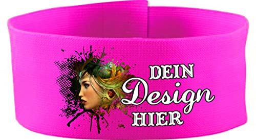 Klett Armbinde 5 cm personalisiert mit deinem Wunschtext oder Logo (Farbe pink) (Gr. Junior - 15-25 cm) von Kleiner Fratz