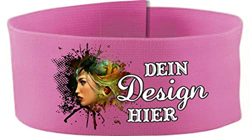 Klett Armbinde 5 cm personalisiert mit deinem Wunschtext oder Logo (Farbe rosa) (Gr. Junior - 15-25 cm) von Kleiner Fratz