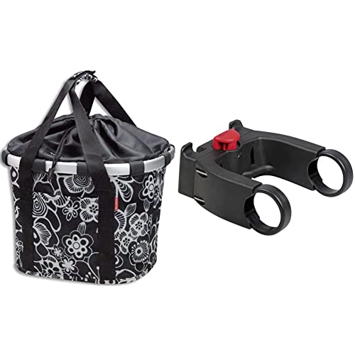 KlickFix Fahrradtasche Bikebasket Fleur, schwarz, 26 x 35 x 28 cm, 15 litres & Unisex Zubehör Lenkeradapter, Schwarz (Model 0211EB), One Size Ohne Schloss EU von KlickFix