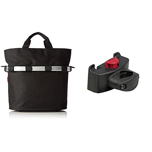 KlickFix Farradtasche Bikebasket Oval S Schwarz, 34 x 31 x 17.5 cm & Zubehör Caddy Adapter Lenkeradapter, Schwarz, One Size von KlickFix