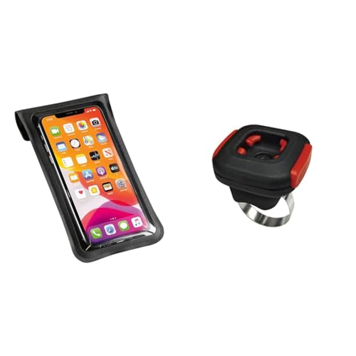KlickFix Unisex-Adult Phonebag Light M Textiltasche für Smartphones, Schwarz, M & 210 Zubehör Quad Adapter Schwarz, One Size von KlickFix