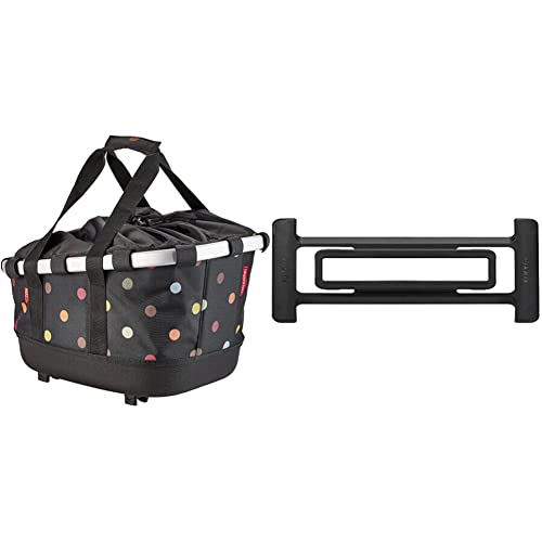 KlickFix Unisex – Erwachsene Bikebasket Gt Fahrradkorb, dots, Maße: 33 x 27 x 42 cm & Unisex-Adult Kupplungsset GTA II Umrüstset, Schwarz, Standardgröße von KlickFix