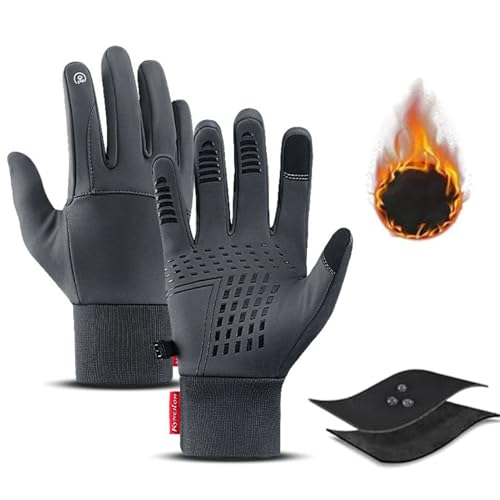 Klortecer Thermo Slim Handschuhe, Thermo Slim Fahrradhandschuhe Herren Damen Winter Wasserdicht Touchscreen Handschuhe (Asche, L) von Klortecer