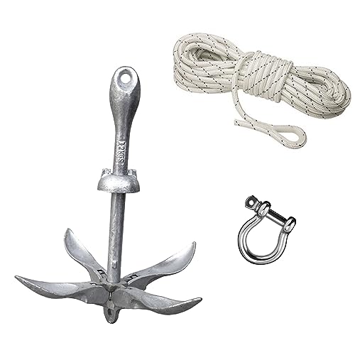 Klovoo Anker-Set Regenschirm + Leine 30 m – für Boot, Boot, Schlauchboot, Segeln, Navigation (8 kg) von Klovoo