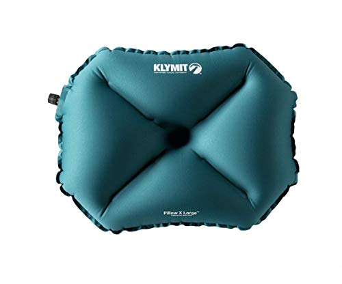 Klymit Pillow X Travel Pillow, Lightweight Inflatable Hybrid Airplane, Backpacking, Hammock, and Camping Pillow, Teal, Large von Klymit