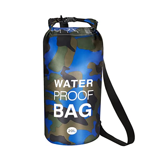 Kmbcove Dry Bag 20L wasserdichte Tasche mit Schultergurt Roll Top Verschluss Wasserdichter Sack für Beim Kajak Fahren, Camping, Angeln, Bootfahren und Rafting von Kmbcove