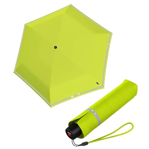 Knirps Kinder-Taschenschirm Rookie Reflective mit Reflexborte - Lime von Knirps