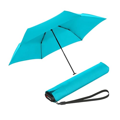 Knirps Taschenschirm Ultra US.050 Slim Manual – Ultra leicht und flach – Sturmfest – Windproof – 21 cm – Aqua von Knirps