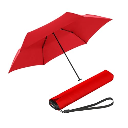 Knirps Taschenschirm Ultra US.050 Slim Manual – Ultra leicht und flach – Sturmfest – Windproof – 21 cm – Rot von Knirps