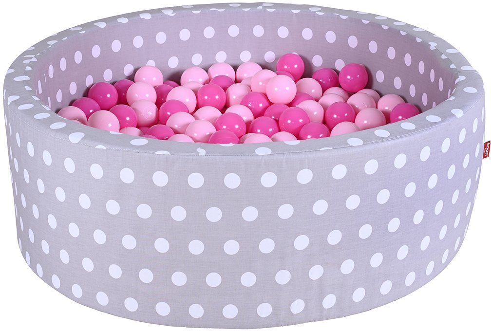Knorrtoys® Bällebad Soft, Grey White Dots, mit 300 Bällen soft pink, Made in Europe von Knorrtoys®