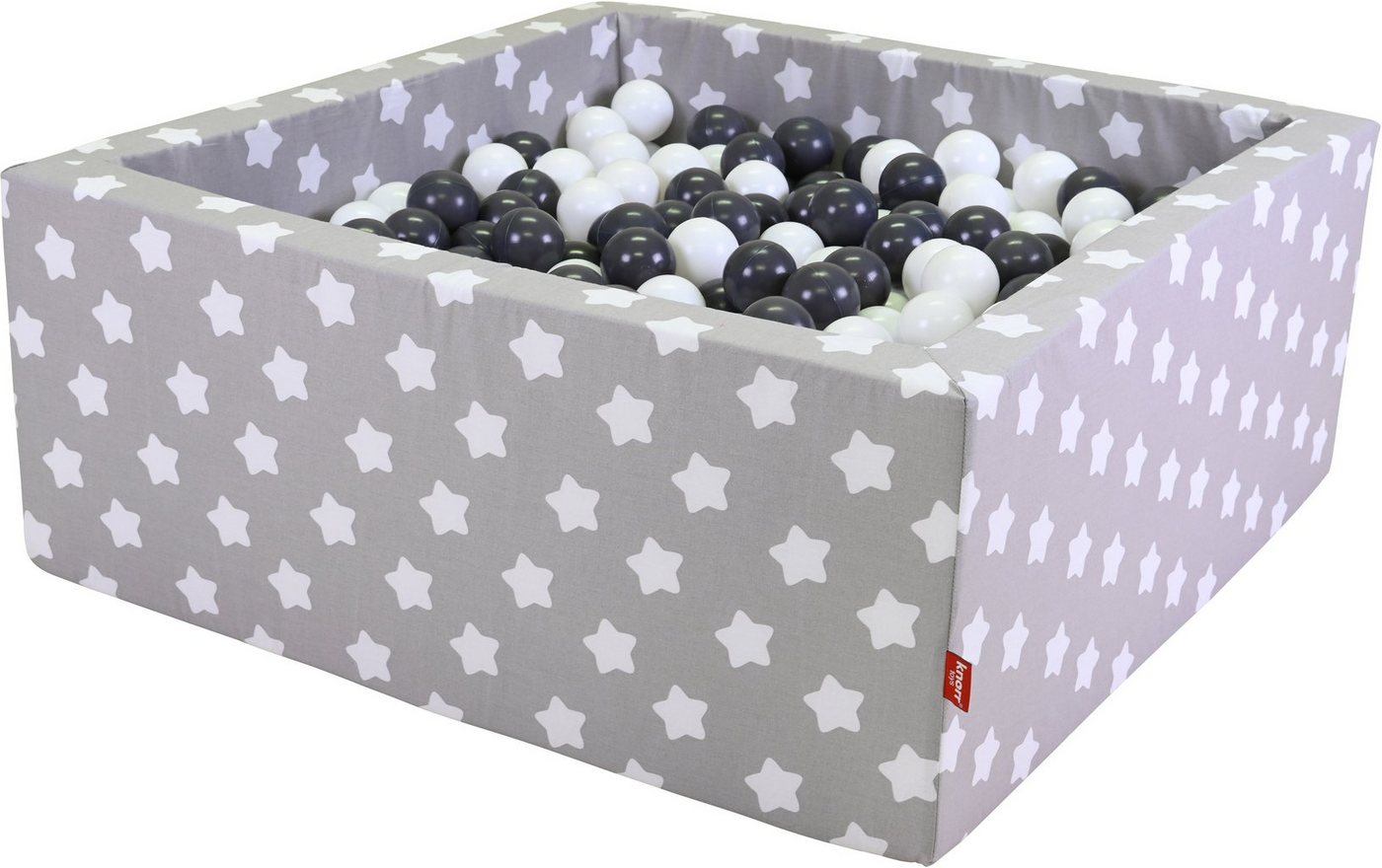 Knorrtoys® Bällebad Soft, Grey White Stars, eckig mit 100 Bällen Grey/creme, Made in Europe von Knorrtoys®