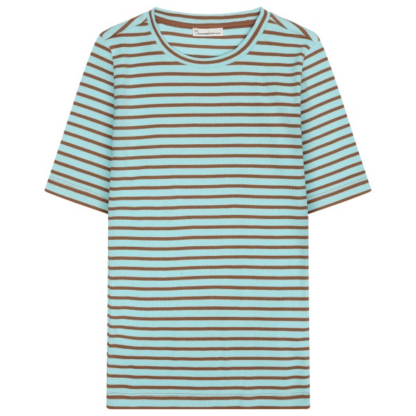 KnowledgeCotton Apparel - Women's Striped Rib T-Shirt - T-Shirt Gr XXL grau von KnowledgeCotton Apparel