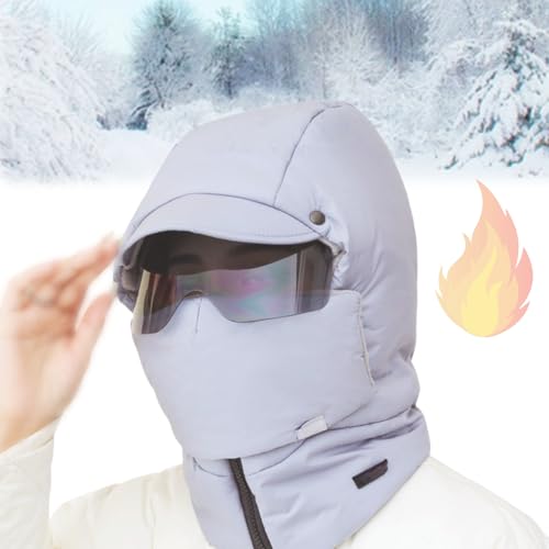 Patiyu Mask, Windproof Full Cover Outdoor Riding Mask with Glasses, Unisex Winter Thermal Windproof Ski Mask (Gray) von Knubbuf