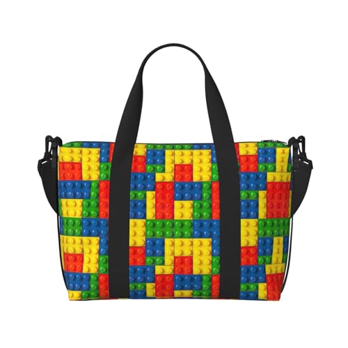 Colorful Brick Große Sporttasche, 40,6 cm, leicht, Handgepäck, Seesack für Reisen, Sport, Mama, Krankenhaus, Schwarz , Einheitsgröße von KoNsev