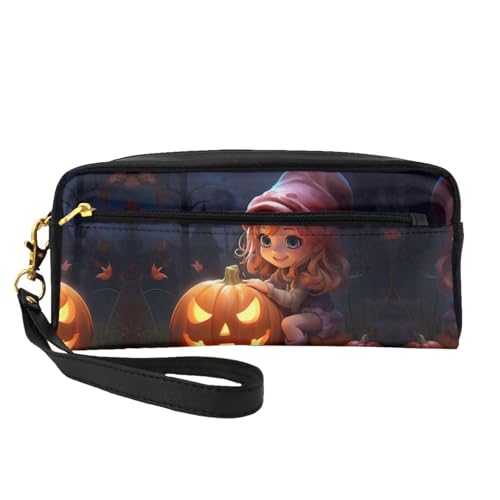 Halloween-Kosmetiktasche für Damen, niedlicher Kürbis, kleine Make-up-Tasche für Reisetasche, Zubehör, Organizer, Reißverschlusstasche, Schwarz , Einheitsgröße, Kosmetiktasche von KoNsev