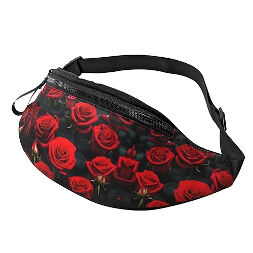 Hüfttaschen für Damen und Herren, modische Schultertasche mit verstellbarem Gürtel für Reisen, Sport, Laufen, viele rote Rosen, Viele rote Rosen, Einheitsgröße von KoNsev
