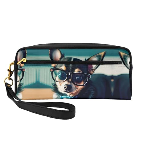 Kosmetiktasche für Damen, Motiv: Chihuahua, kleine Make-up-Tasche für Reisen, Zubehör, Organizer, Reißverschlusstasche, Schwarz , Einheitsgröße, Kosmetiktasche von KoNsev