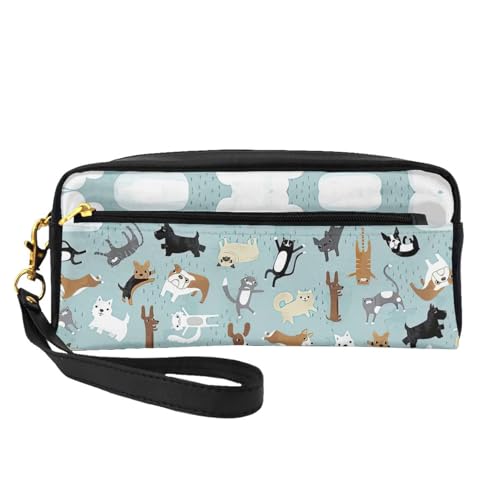 Kosmetiktasche für Damen, Motiv: Regenkatzen und Hunde, kleine Make-up-Tasche für Reisen, Zubehör, Organizer, Reißverschlusstasche, Schwarz , Einheitsgröße, Kosmetiktasche von KoNsev