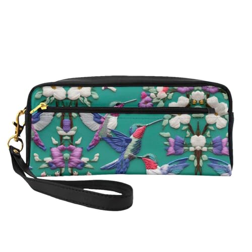 Kosmetiktasche mit Blumenmuster, Kolibri-Stickerei, kleine Make-up-Tasche für Reisen, Zubehör, Organizer, Reißverschlusstasche, Schwarz , Einheitsgröße, Kosmetiktasche von KoNsev