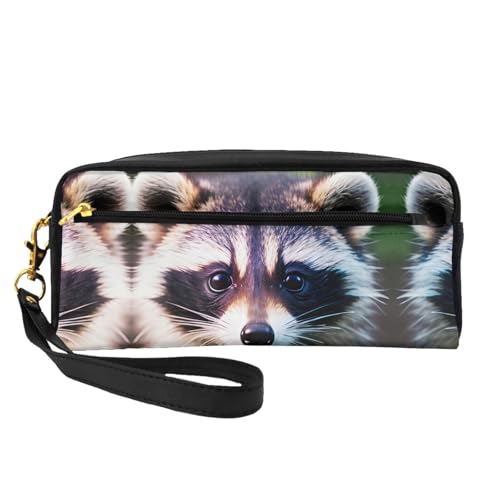 Little Raccoon Face 1 Kosmetiktasche für Damen, kleine Make-up-Tasche für Reisetasche, Zubehör, Organizer, Reißverschlusstasche, Schwarz , Einheitsgröße, Kosmetiktasche von KoNsev