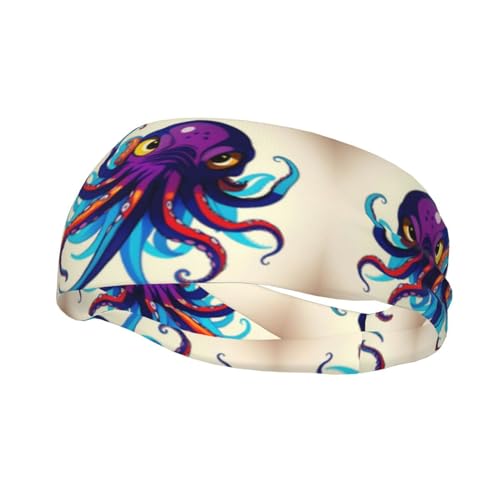 Octopus Violette Stirnbänder, rutschfest, Sportschweißbänder, Yoga-Haarbänder für Reisen, Fitness, Workout, athletisch, elastisch, Feuchtigkeitstransport von KoNsev