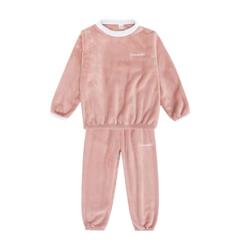 Angebot des Tages, Schlafanzug Kinder Mädchen Jungen Fleece Zweiteiler Pyjama Flanell Kuschel Pijamas Plüsch Winter Warme Schlafanzüge Flauschige Nachtwäsche Pjs mit Lange Oberteile und Hosen Lose von Kobilee