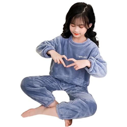 Angebot des Tages: Flauschiger Plüsch Schlafanzug Kinder Mädchen Jungen Fleece Zweiteiler Pyjama Flanell Pijamas Winter Warme Schlafanzüge Kuschel Nachtwäsche Pjs mit Lange Oberteile und Hosen Lose von Kobilee