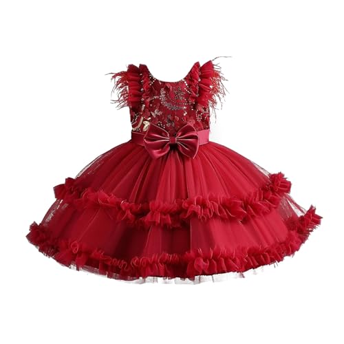 B Ware Rückläufer - Prinzessin Kleid Mädchen Abendkleid für Hochzeit Brautjungfer Blumenmädchen Geburtstag Party Jugendweihe Fasching Cocktail Dance Ballkleid Festliches Kleid Kommunionkleid von Kobilee