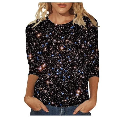 Glänzendes Damen Oberteil, Glänzendes Damen Oberteil Glitzer Pullover Party Silber Bluse Grosse Groessen Glitzer Shirt Elegant Glitzertop Festliche Tunika mit Pailletten Karneval Abendmode Silvester O von Kobilee