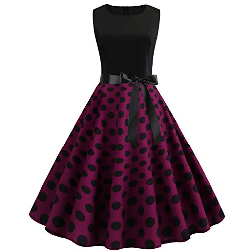 Kleider Damen Festlich, Rockabilly Kleider Damen 50er Jahre Vintage Ärmellos Polka Dots Coctailkleid Swing Mode 60er Jahre Festlich Knielang Kleid Tunika Partykleid Ballkleid Faschingskostüme von Kobilee