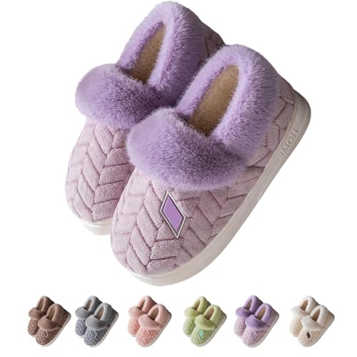 Kobilee Slippers Women, Damenhausschuhe Winter Gipfelfreund Hausschuhe Damen - Flauschig Winter Warme Plüsch Pantoletten Geschlossen Slippers, Unisex Rutschfest Dicke Sohle Wolkenschuhe von Kobilee